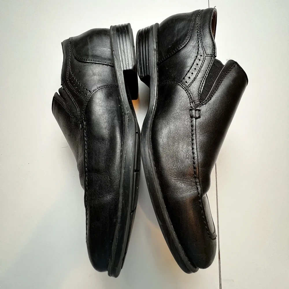 JOHNSTON & MURPHY XC4 BLACK SHEEPSKIN SLIP-ON LOAFERS SZ 10.5 M WATERPROOF